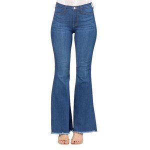 Judy Blue Wide Flare Leg Raw Hem Jeans